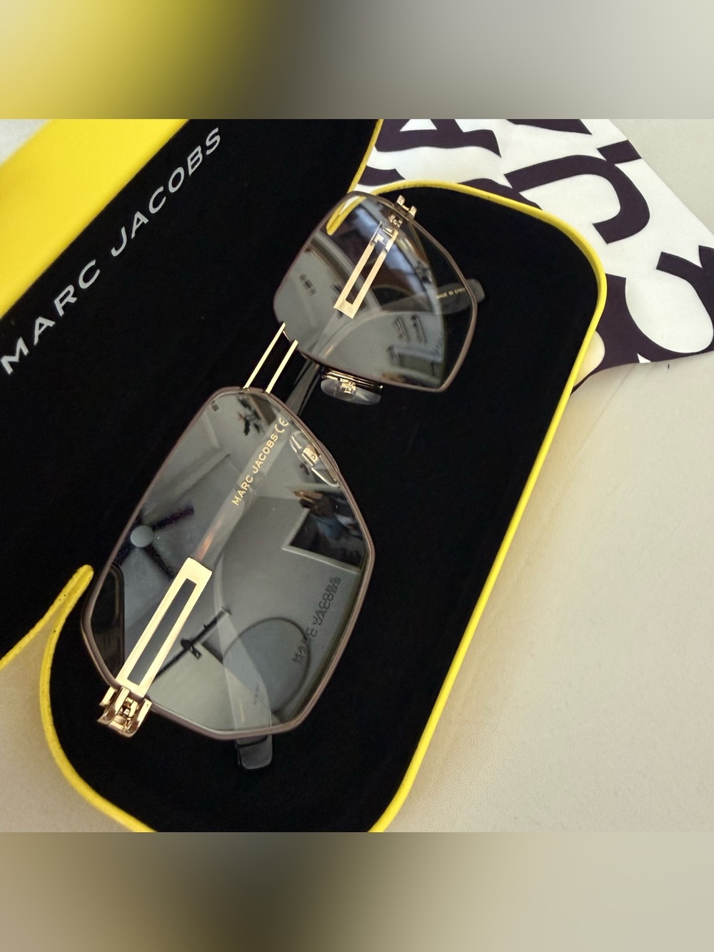 Marc Jacobs Pink and Gold Rectangular Eyeglasses